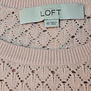 LOFT Blush Pink Pointelle Knit Sweater XS Lightweight Soft Feminine balletcore